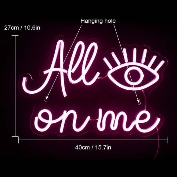 All Eyes On Me Evil Eye Greek Spiritual Cute Pink Neon Light LED Wall Decor Dorm - Picture 4 of 7